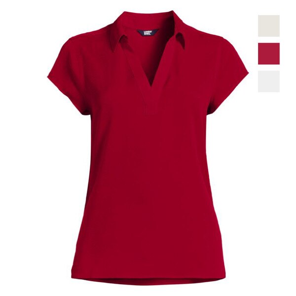 [17] Lands End Women's Split Neck Crepe Blouse